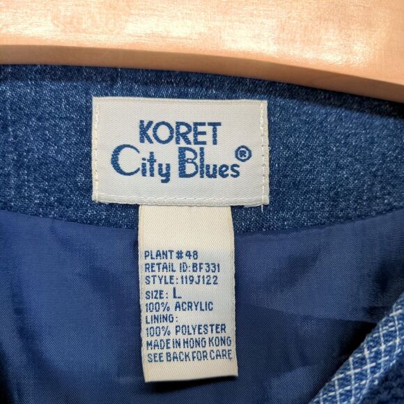 Vintage Koret City Womens Blues Button-Up Patchwork Jacket Blue L Embellished - Picture 8 of 11